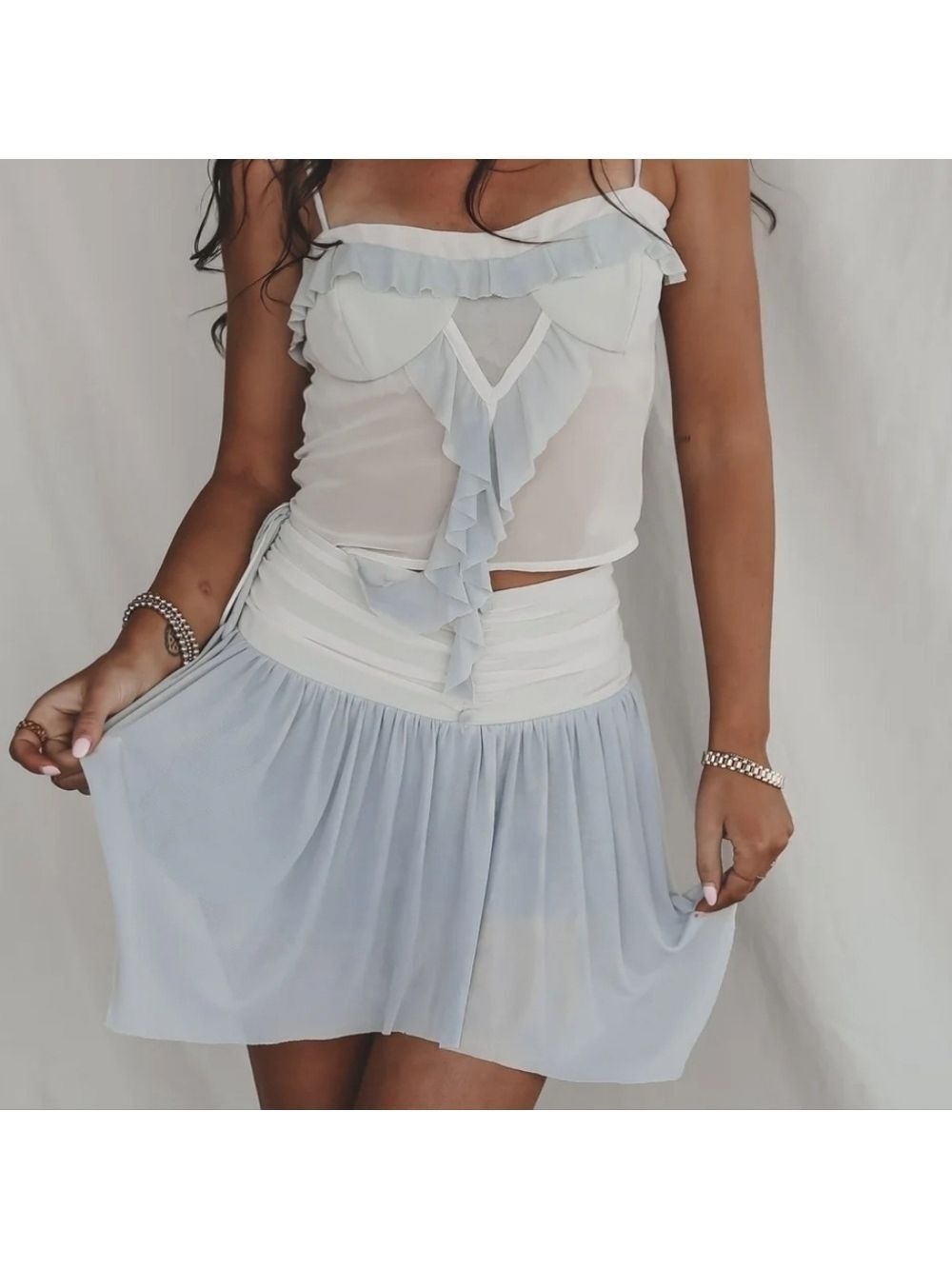 Amazing Lace LADYLIKE silver gray mesh miniskirt - Picture 5 of 5